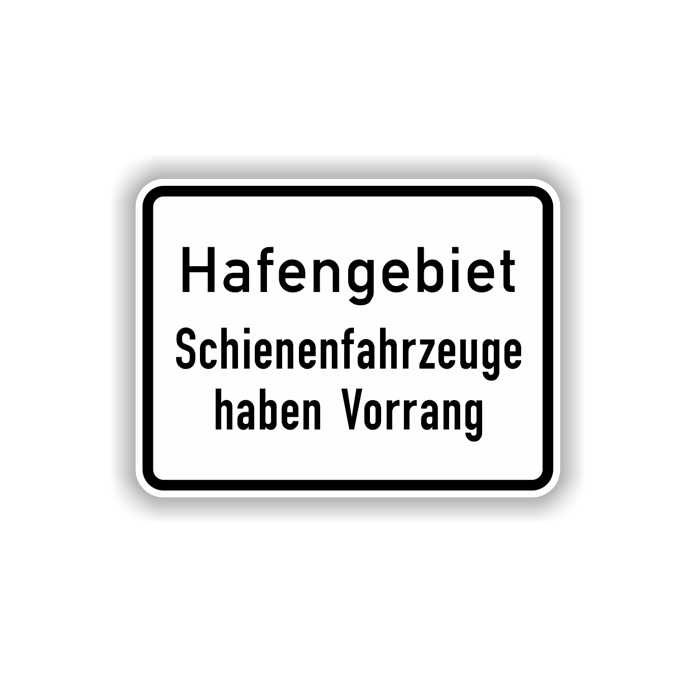 Zusatzzeichen StVO, Hafengebiet Vorrang Schienenf. VZ 1008-33, Alu 2 mm Flachform