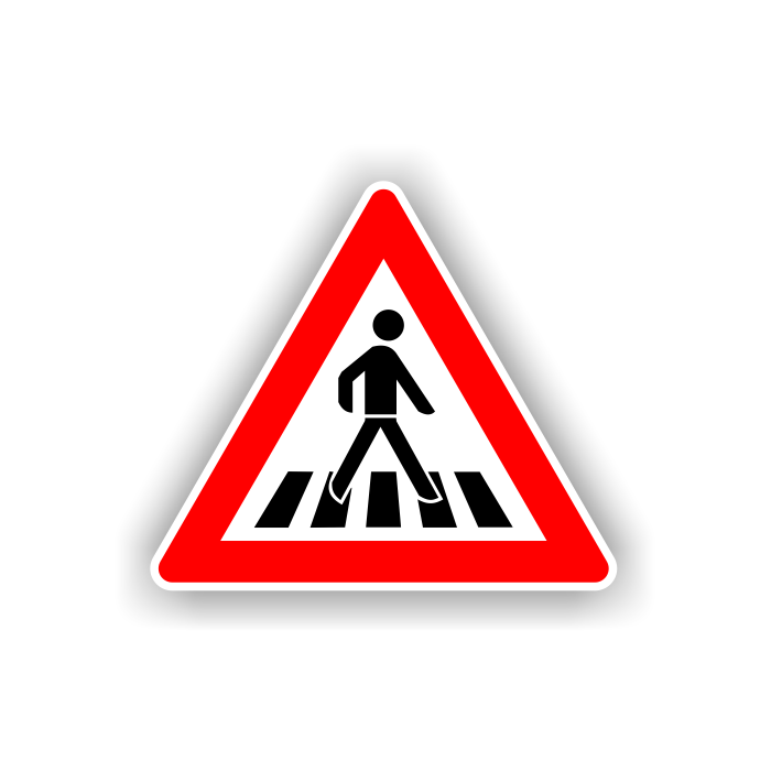 Verkehrszeichen StVO, Fußgängerüberweg, links VZ 101-21, Alu 2 mm Flachform