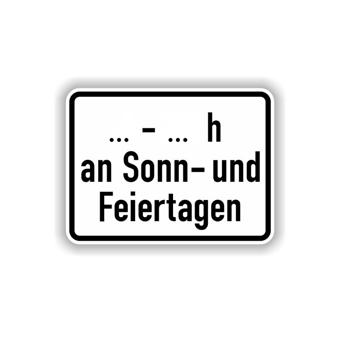 Zusatzzeichen StVO, Sonn- und Feiertagen VZ 1042-35, Alu 2 mm Flachform