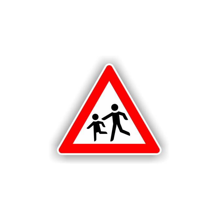 Verkehrszeichen StVO, Kinder, Aufstellung rechts  VZ 136-10, Alu 2 mm Flachform