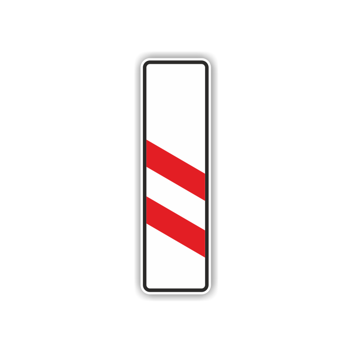 Verkehrszeichen StVO, Zweistreifige Bake, links VZ 159-20, Alu 2 mm Flachform