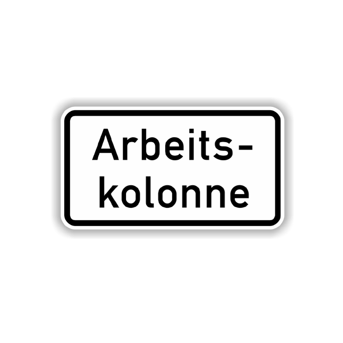 Zusatzzeichen, Arbeitskolonne Alu 2 mm, Flachform,