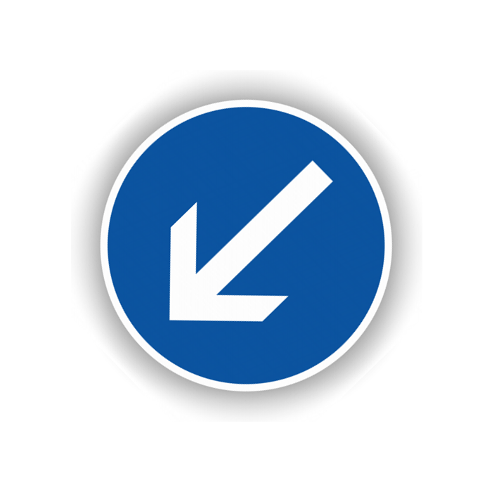 Verkehrszeichen StVO, Fahrtrichtung links vorbei  VZ 222-10, Alu 2 mm Flachform