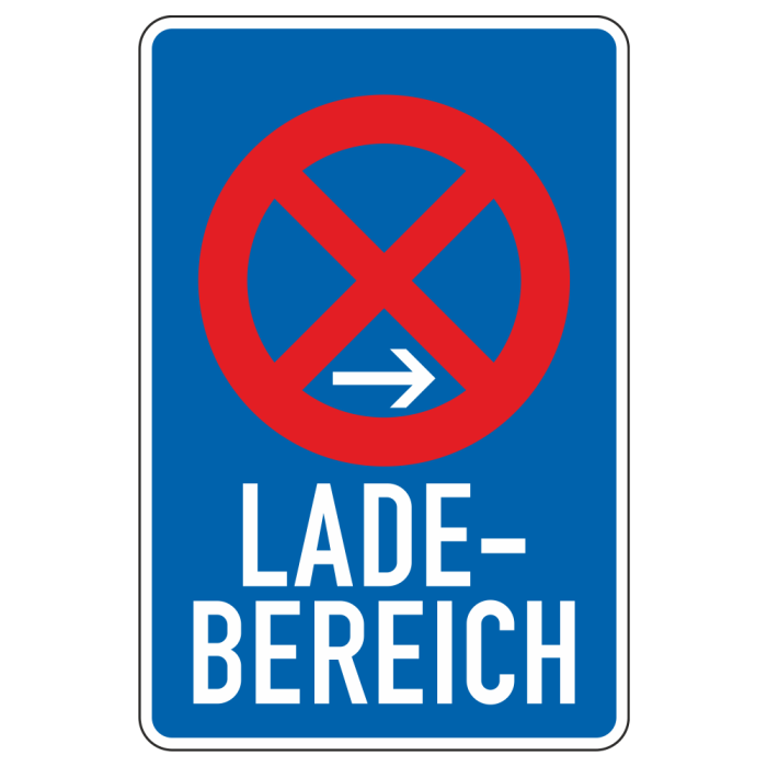 Ladebereich Ende (Aufstellung rechts), VZ 230-20, Vorschriftszeichen, verschiedene Ausführungen