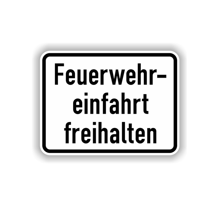 Zusatzzeichen, Feuerwehreinfahrt freihalten,  Alu 2 mm, Flachform,