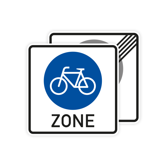 Verkehrszeichen StVO, Beginn/Ende einer Fahrradzone, VZ 244, verschiedene Ausführungen