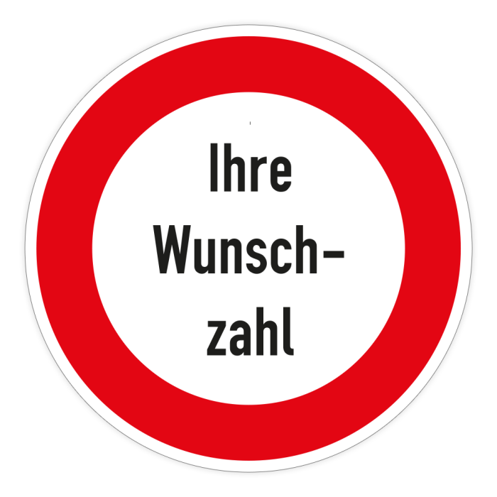 Zulässige Höchstgeschwind. mit Wunschzahl, VZ 274, StVO, versschiedene Ausführungen