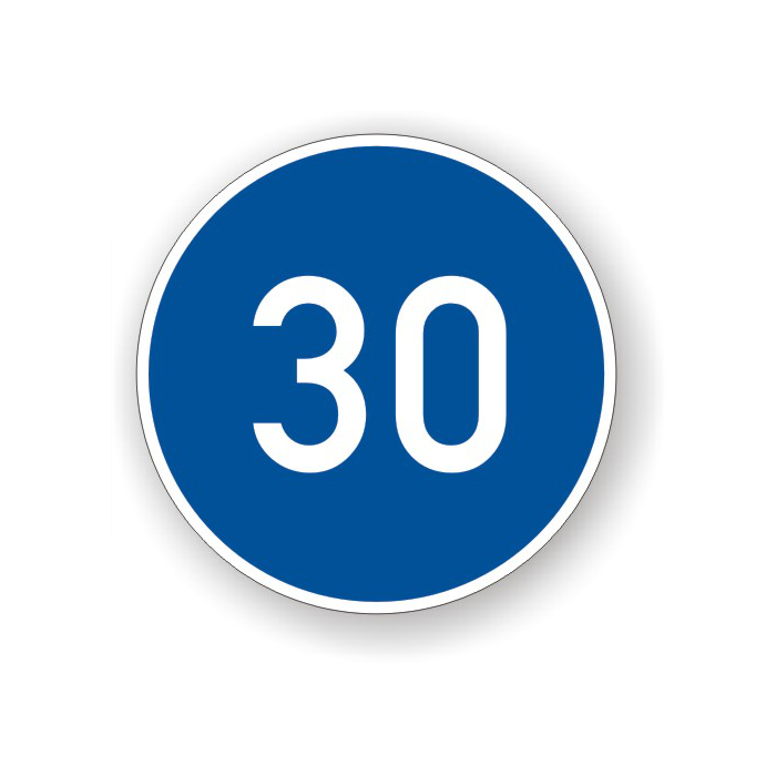 Verkehrszeichen StVO, Mindestgeschw. 30 km/h VZ 275-30, Alu 2 mm Flachform