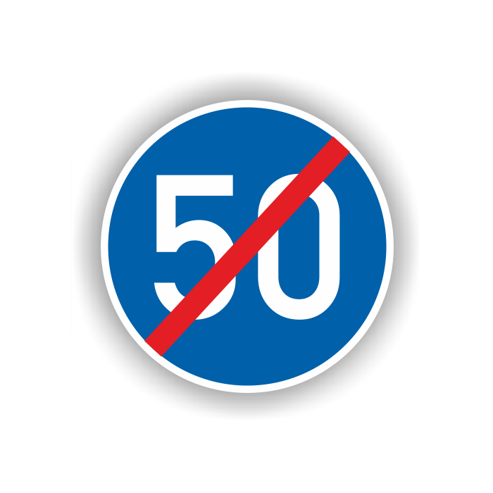 Verkehrszeichen StVO, Ende Mindestgeschwindigkeit 50 km/h VZ 279-50, Alu 2 mm flach