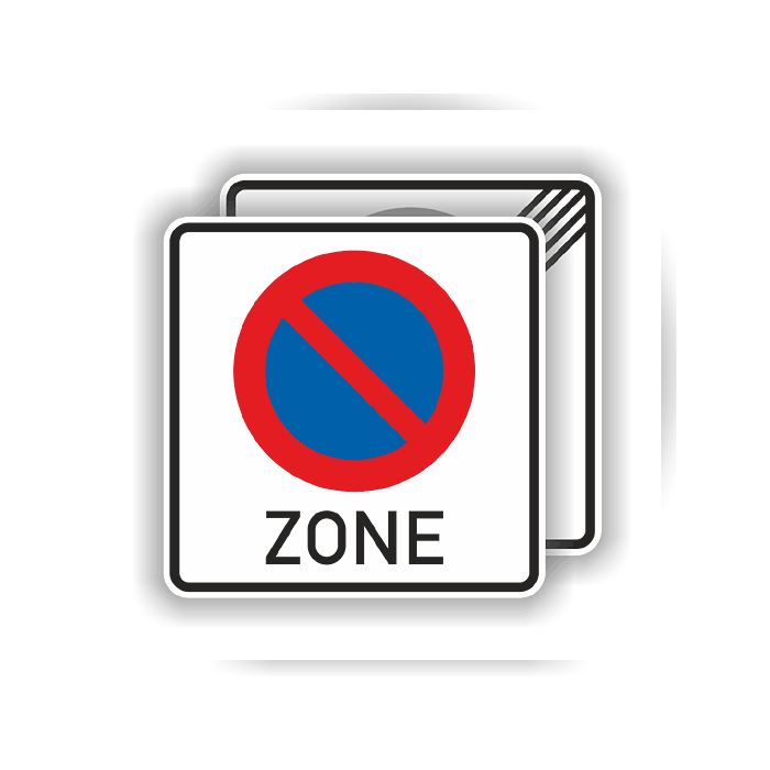 Verkehrszeichen StVO, Zone eingeschr. Haltverbot,  840 x 840 mm, Alu 2 mm Flachform