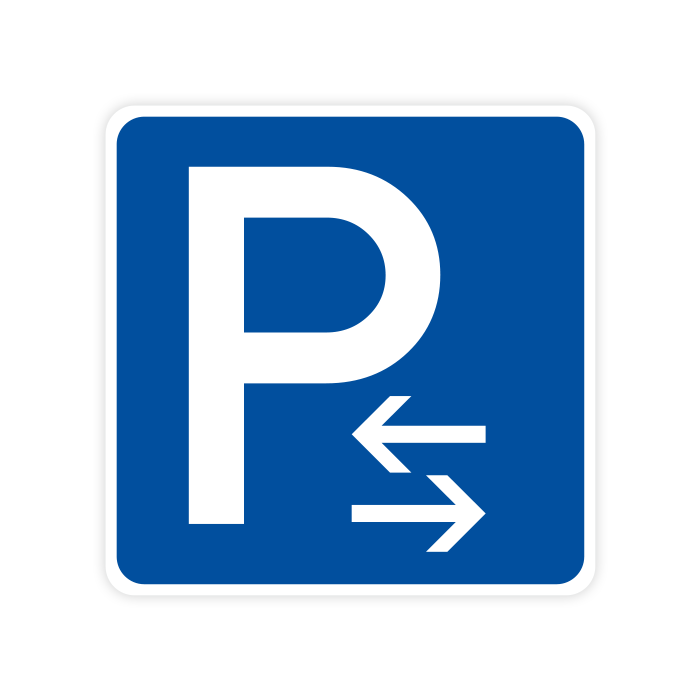 Verkehrszeichen StVO, Parken Mitte, Aufstellung rechts, VZ 314-30, vers. Ausführungen