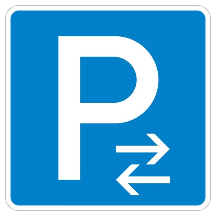 Verkehrszeichen StVO, Parken Mitte, Aufstellung links, VZ 314-31, vers. Ausführungen
