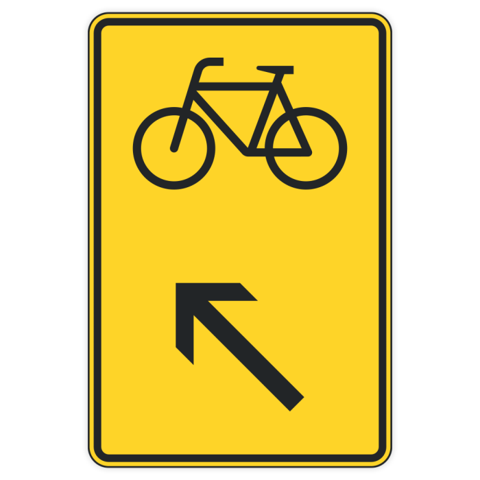Verkehrszeichen StVO, Wegweiser für Radverkehr, links einordnen, VZ 422-17