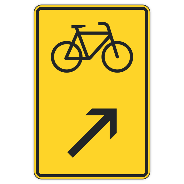 Verkehrszeichen StVO, Wegweiser für Radverkehr, rechts einordnen, VZ 422-27