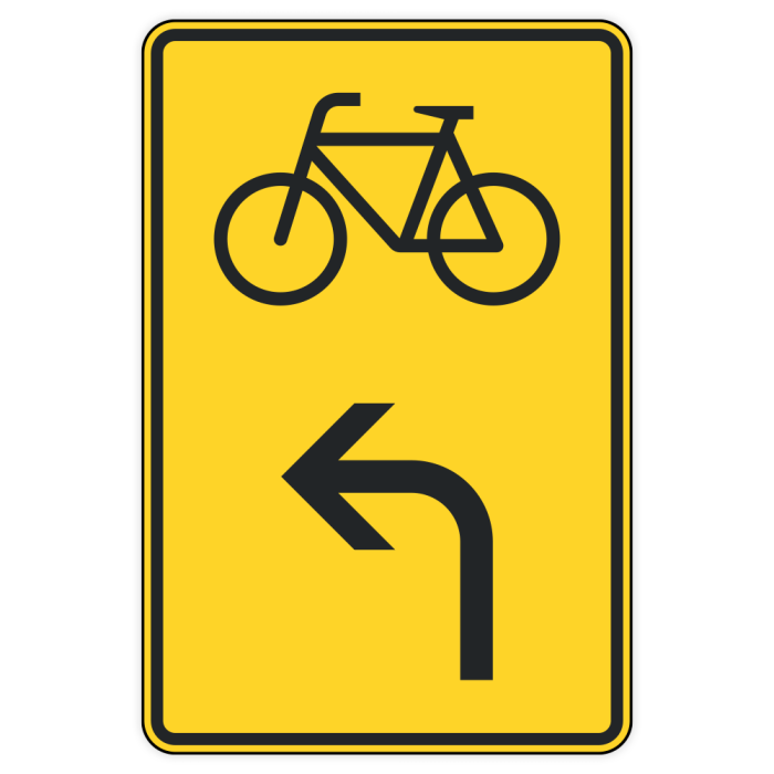 Verkehrszeichen StVO, Vorwegweiser für Radverkehr, linksweisend, VZ 442-13