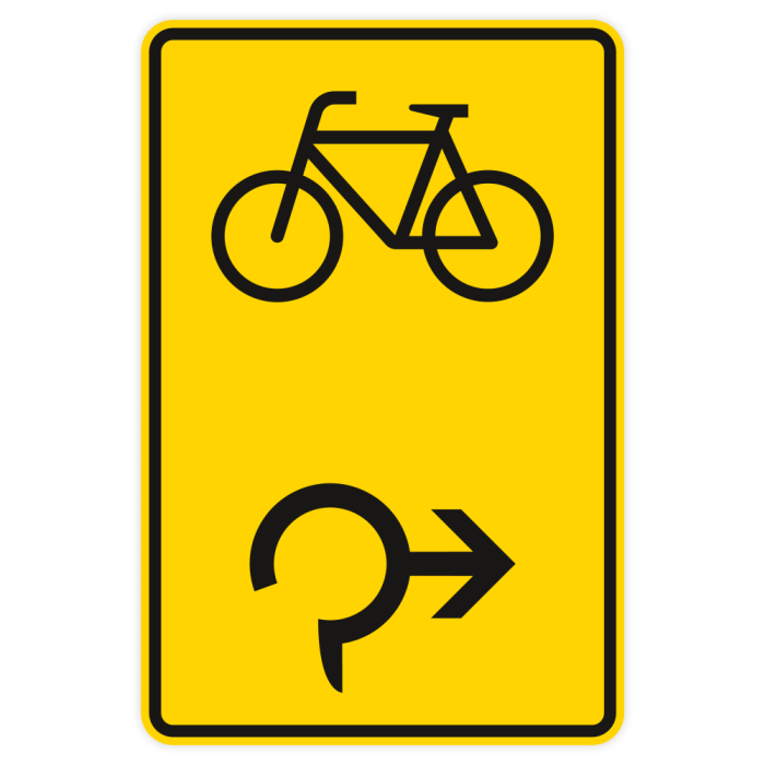 Verkehrszeichen StVO, Vorwegweiser für Radverkehr im Kreisverkehr, rechtsweisend, VZ 442-27