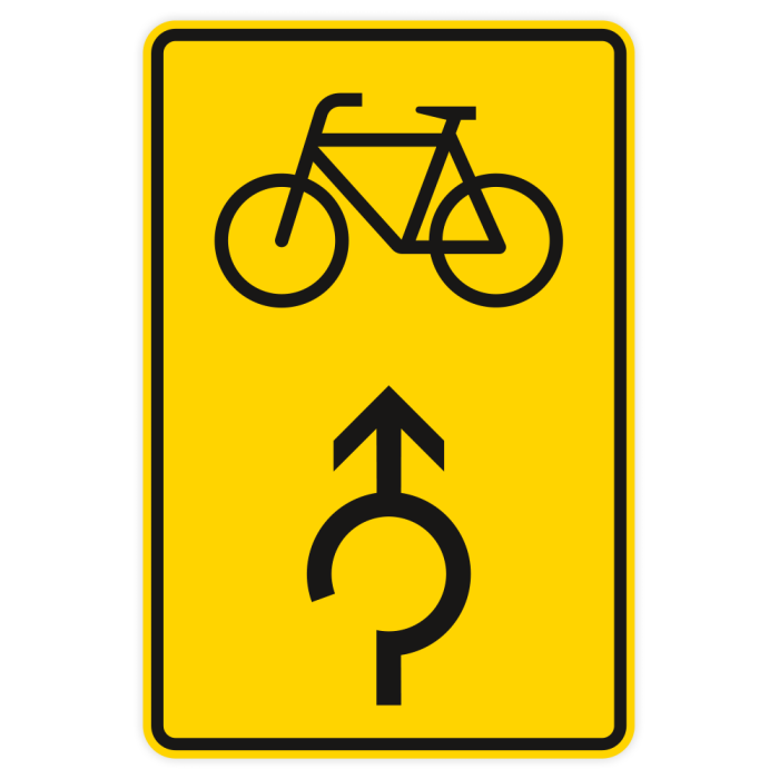 Verkehrszeichen StVO, Vorwegweiser für Radverkehr im Kreisverkehr, geradeaus, VZ 442-33