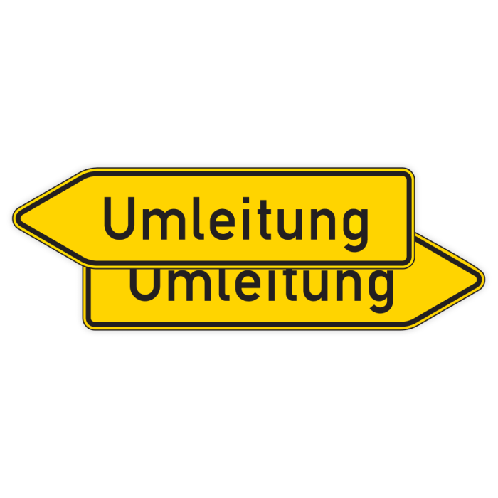 Verkehrszeichen StVO, Umleitungswegweiser, VZ 454-10/-20/-40,  Alu 2 mm, 1250 x 350 mm