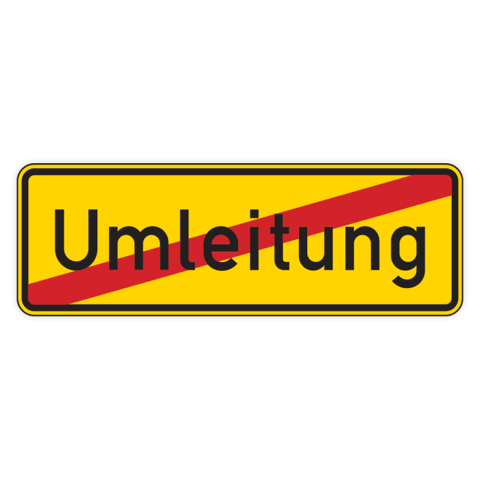 Verkehrszeichen StVO, Ende der Umleitung VZ 457.2, Alu 2 mm Flachform, 1050 x 350 mm