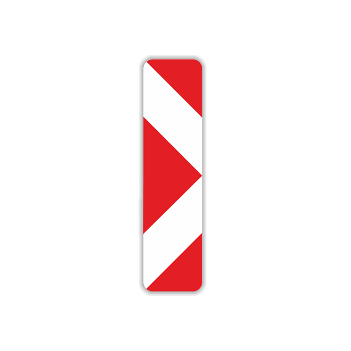 Verkehrszeichen StVO, Pfeilbake Aufst. links VZ 605-21, Alu 2 mm Flachform, 1000 x 250 mm
