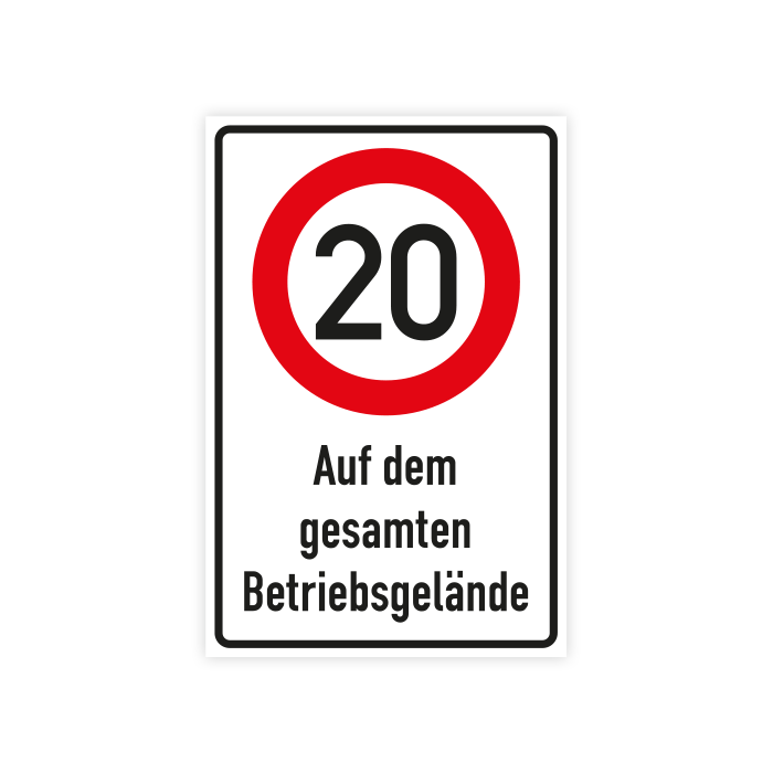 Verkehrszeichen Kombischild 20 km/h - Auf dem gesamten Betriebsgelände, Aluminium,