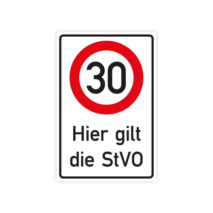 Verkehrszeichen Kombischild 30 km/h - Hier gilt die StVO, Aluminium reflektierend,
