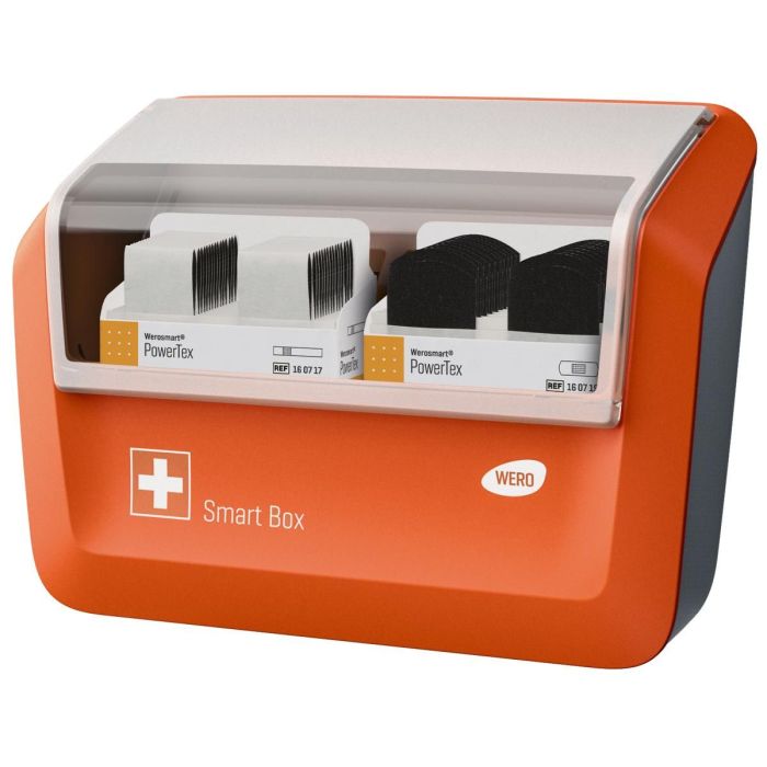 Pflasterspender Wero Smart Box mit PowerTex Pflasterstrips und Fingerpflaster