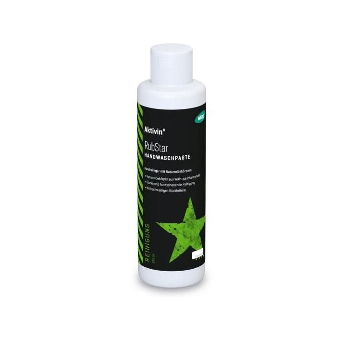 Aktivin RubStar Handwaschpaste, 250 ml Rundflasche mit Naturreibekörpern aus Walnussschalenmehl