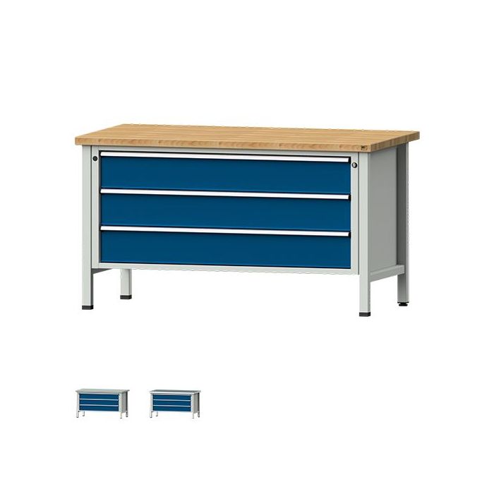 ANKE Kastenwerkbank Modell 18 VX, 3 Schubladen, blau