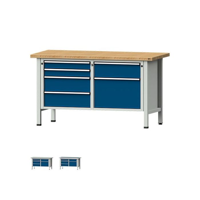 ANKE Kastenwerkbank Modell 216 V, 6 Schubladen, blau