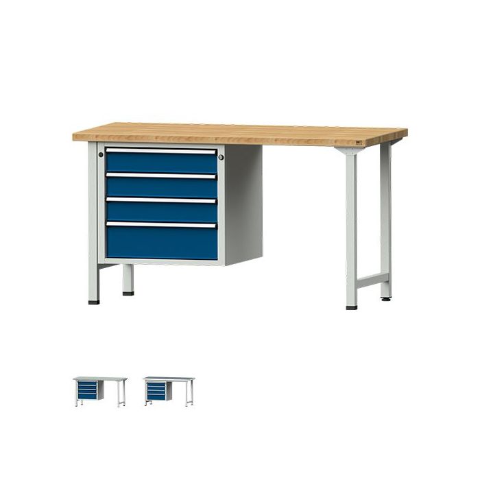 ANKE Kombiwerkbank Modell 705 V, Unterbauschrank, 4 Schubladen, blau