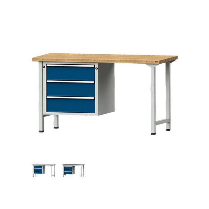 ANKE Kombiwerkbank Modell 706 V, Unterbauschrank, 3 Schubladen, blau