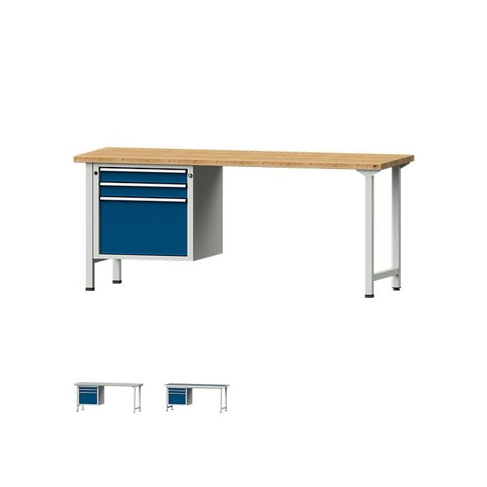 ANKE Kombiwerkbank Modell 722 V, Unterbauschrank, 3 Schubladen, blau