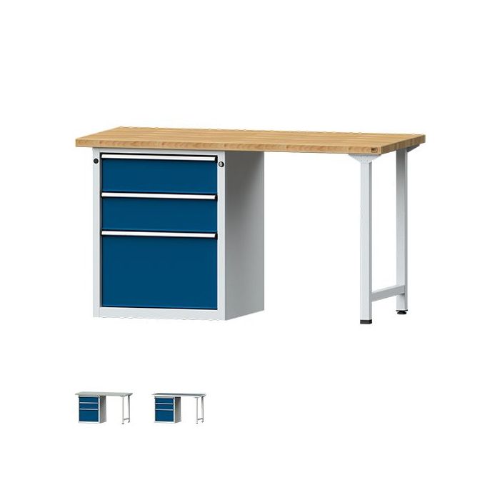 ANKE Kombiwerkbank Modell 803 V, Sockelschrank, 3 Schubladen, blau