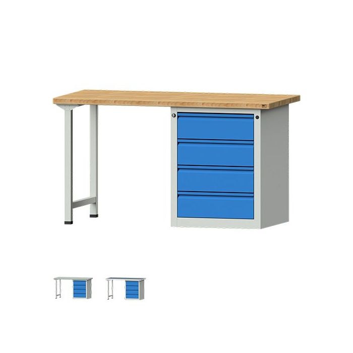 ANKE Kombiwerkbank Modell 805 E, Sockelschrank, 4 Schubladen, blau