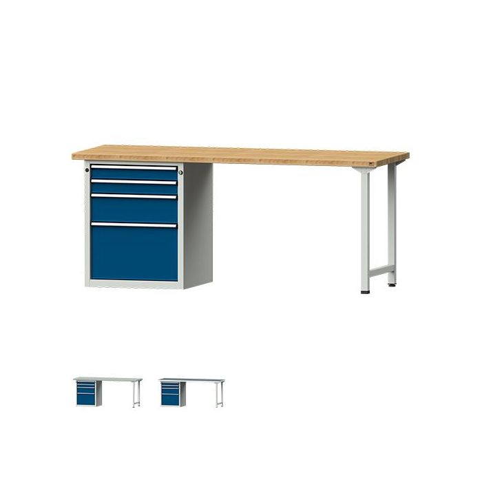 ANKE Kombiwerkbank Modell 827 V, Sockelschrank, 4 Schubladen, blau