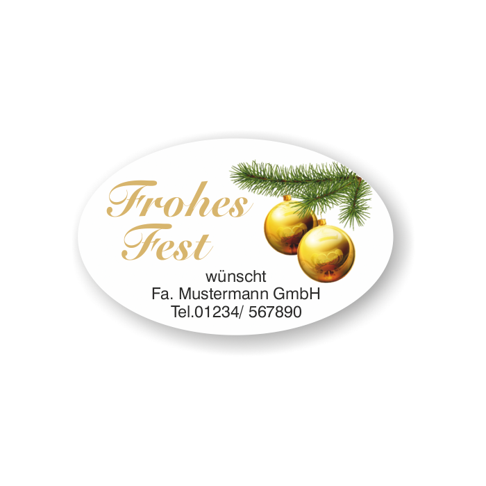 Weihnachtsaufkleber Frohe Weihnachten mit Zweig, 100 Stück/VE