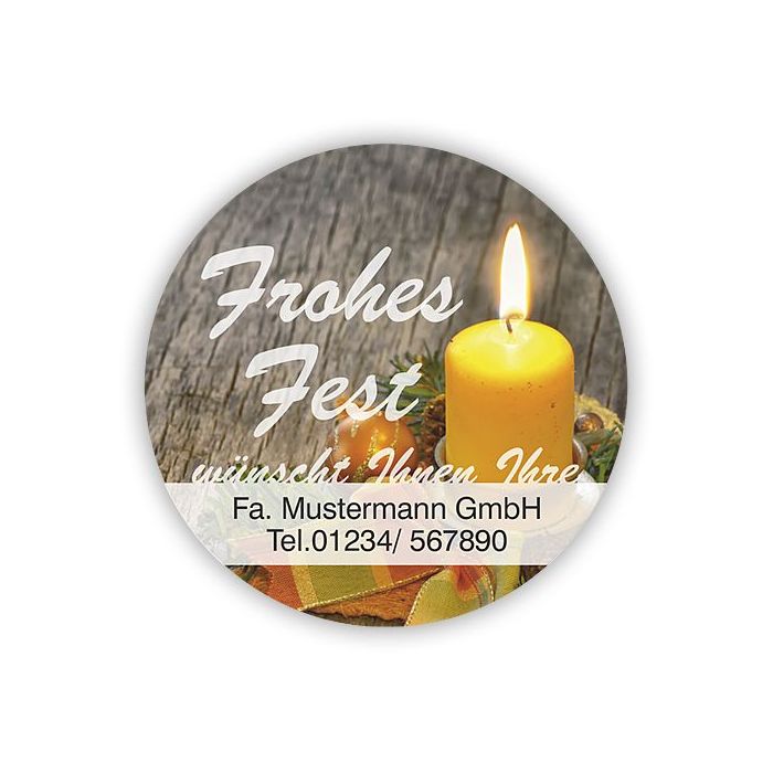 Weihnachtsaufkleber Frohes Fest mit Kerze, 100 Stück/VE