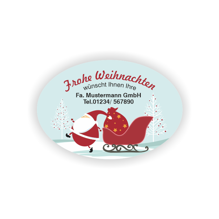 Weihnachtsaufkleber Frohe Weihnachten mit Weihnachtsmann, 100 Stück/VE
