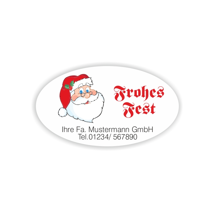Weihnachtsaufkleber Frohe Weihnachten mit Weihnachtsmann, 100 Stück/VE
