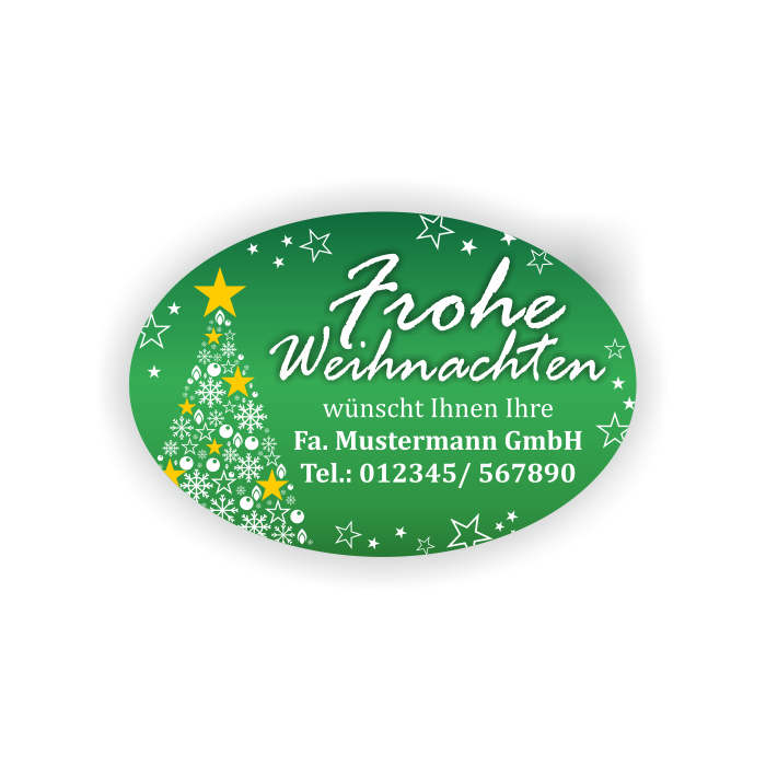 Weihnachtsaufkleber Frohe Weihnachten mit Weihnachtsbaum, 100 Stück/VE