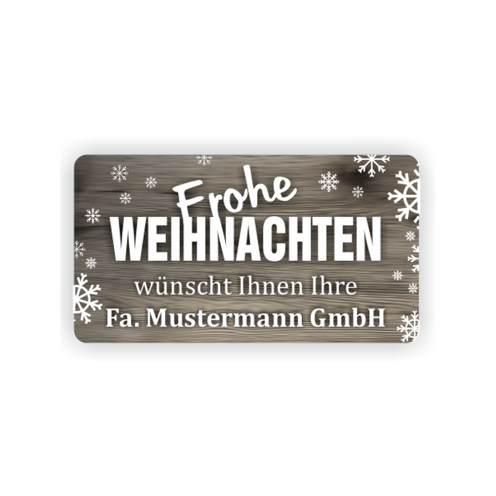 Weihnachtsaufkleber Frohe Weihnachten in Holzoptik, 100 Stück/VE