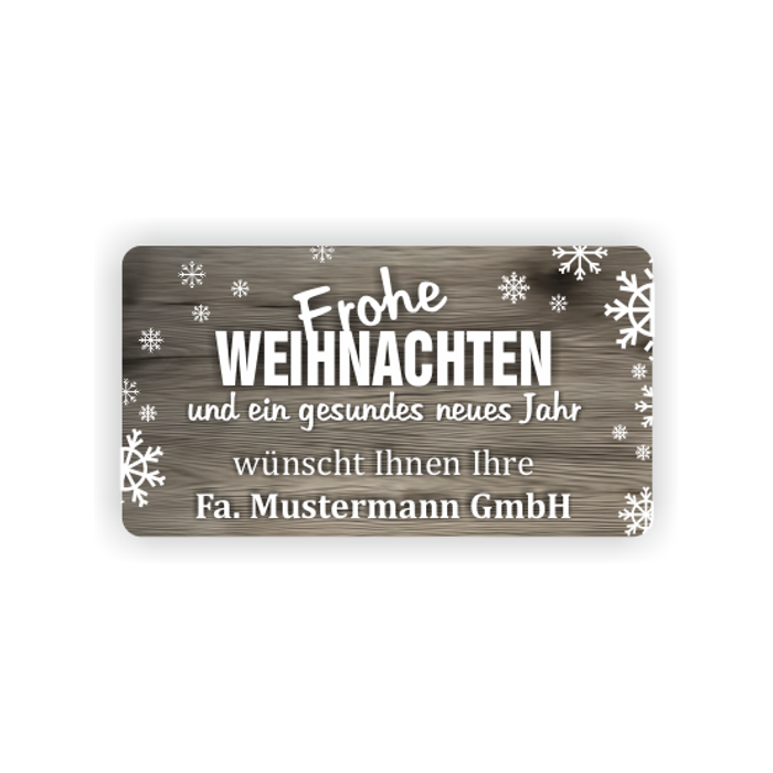 Weihnachtsaufkleber Frohe Weihnachten und gesundes neues Jahr in Holzoptik, 100 Stück/VE