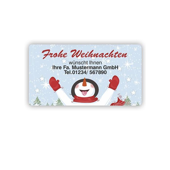 Weihnachtsaufkleber Frohe Weihnachten mit Schneemann, 100 Stück/VE