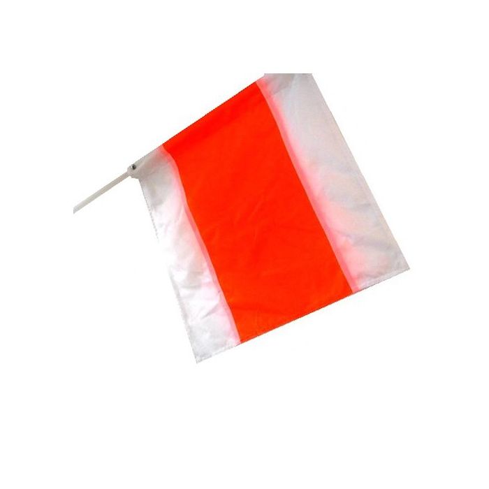 Warnfahne gemäß RSA/StVO, fluoreszierend weiß/orange/weiß, 500 x 500 mm, Kunststoffstiel
