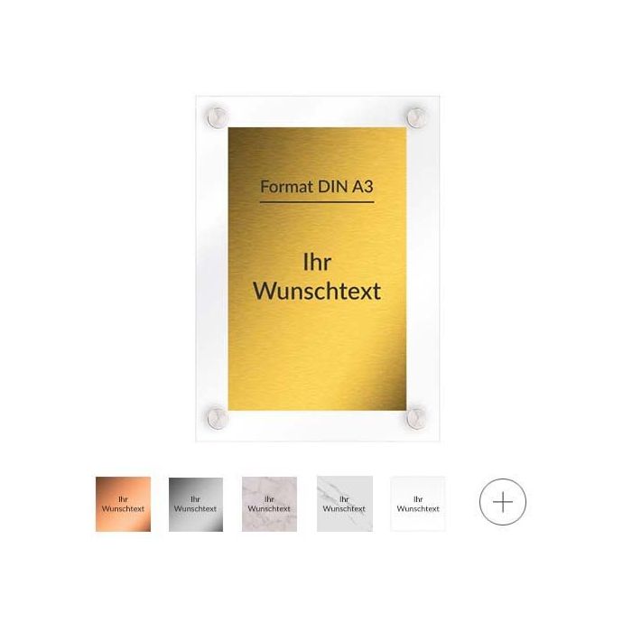 Wegweiser QUARZ, versch. Farben auf Acrylglas mit Ihrem Wunschlayout, 4 Wandhalter, 337 x 460 mm