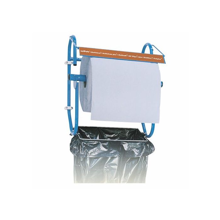 Putztuchrollen-Halter Profi, Wandmontage mit Abfallsackhalterung