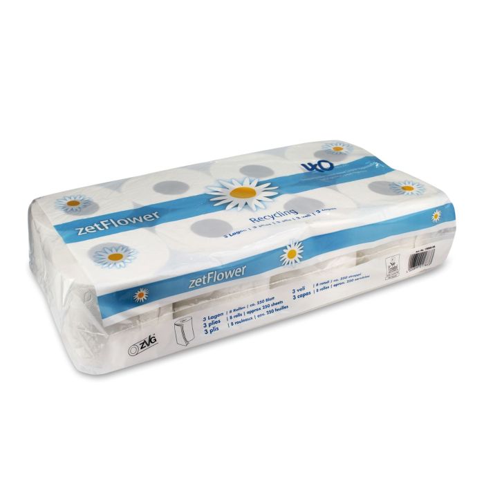 zetGigant® – Tissue-Toilettenpapier, Kleinrollen, weiß, 3-lagig, 72 Rollen mit 250 Blatt, 8x8 Rollen