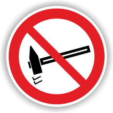 Verbotsschild, Einschlagen verboten, praxisbewährt, Aufkl. auf Bogen, Folie, d = 50 mm