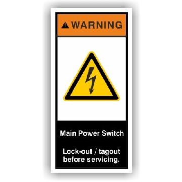 Hinweisetikett, Main Power Switch, Folie, 105x52 mm